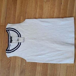 NEW JEANNE PIERRE 1X BLUE TRIMMED VEST WHITE AND BLUE